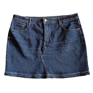 OLD NAVY Women's Denim Skirt Blue High-Rise Stretch Mini Frayed Plus Sz 18